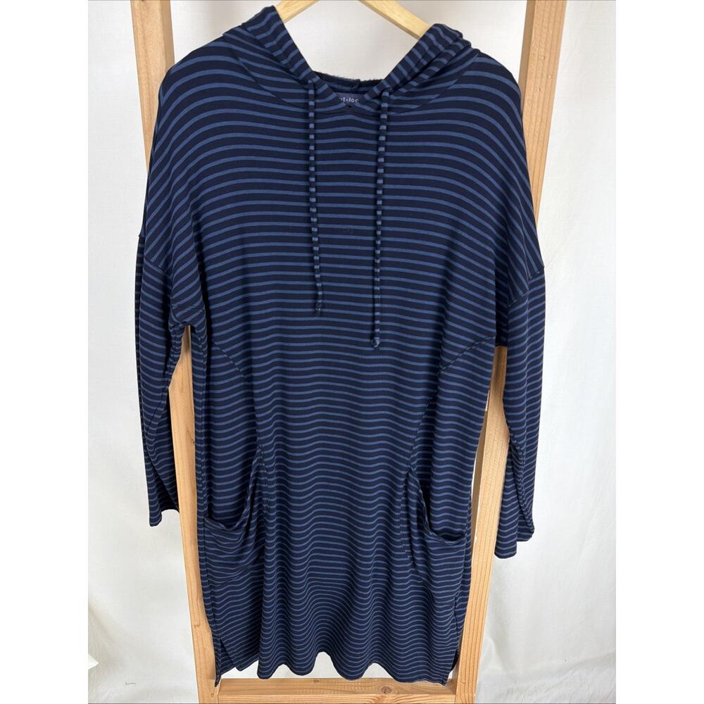 NWT Cutloose Blue Hooded Striped Long Sleeve Dress #0948 Size Medium